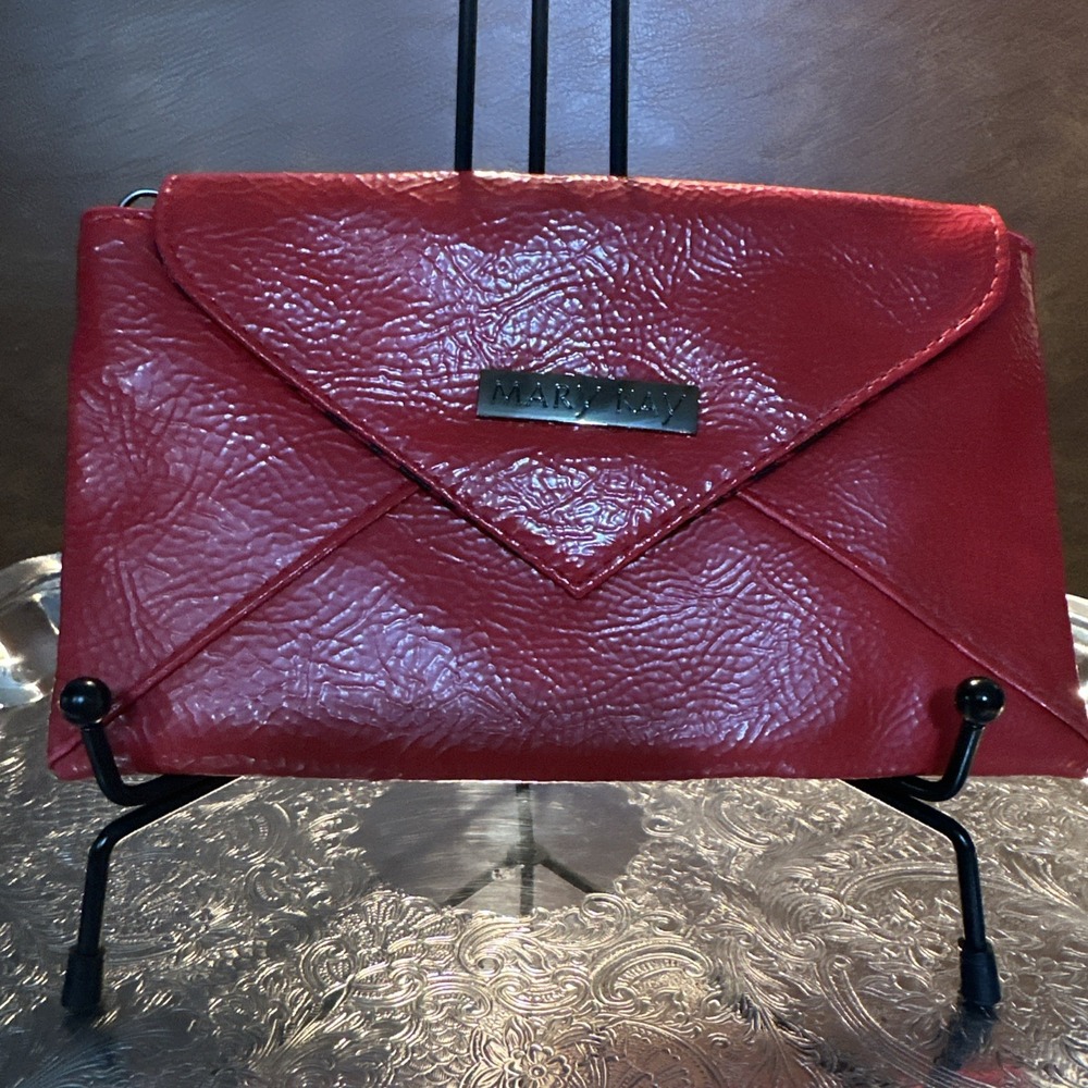 Mary Kay Red Clutch Bag Soft and Supple Leather Flap Magnet No Wrist strap